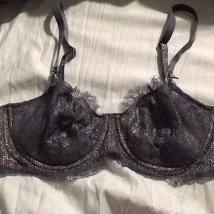 Gray glitter bra